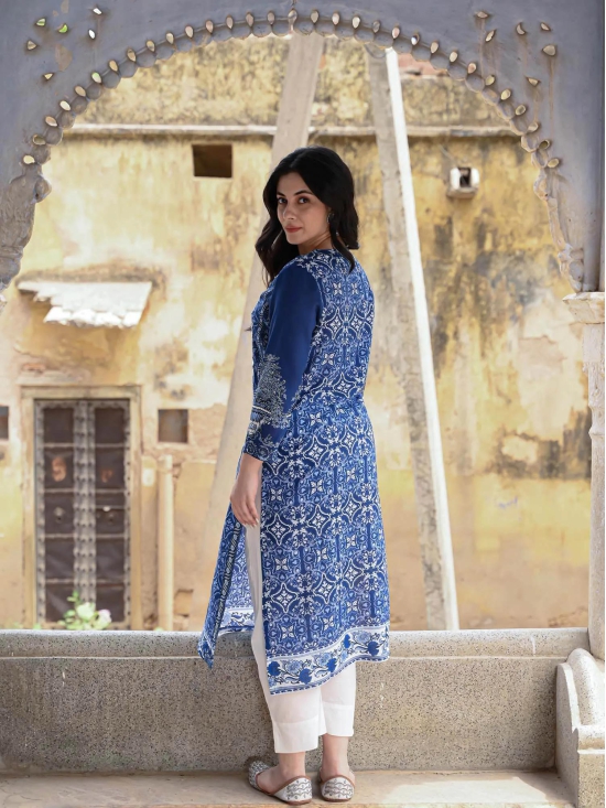 Moroccan Printed Pakistani Kurta Pant and Dupatta set-S