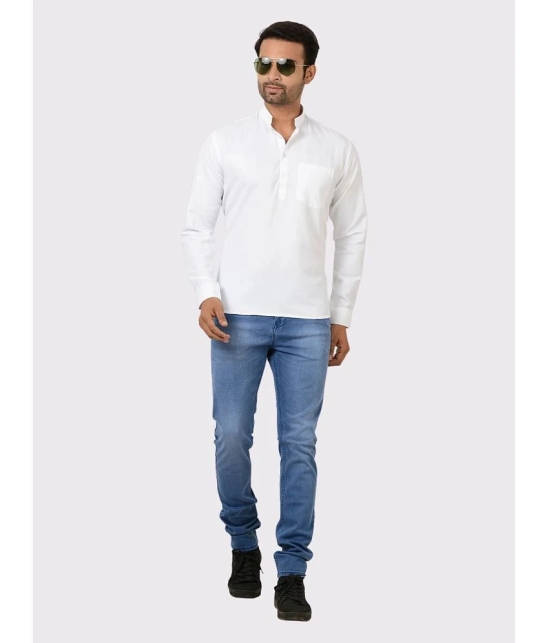 Maharaja - White Cotton Blend Mens Regular Kurta ( Pack of 1 ) - None