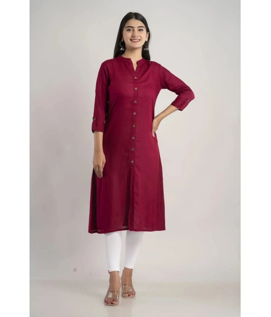 MAUKA - Maroon Rayon Womens Front Slit Kurti ( Pack of 1 ) - None