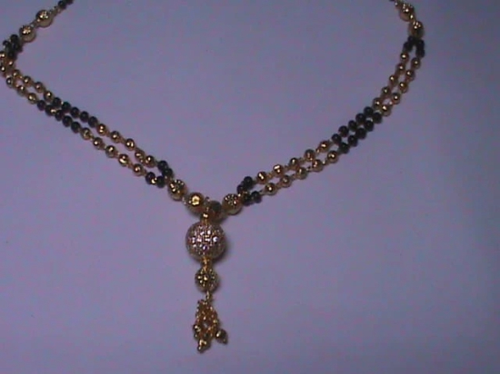 Gold Mangalsutra with Black Beads