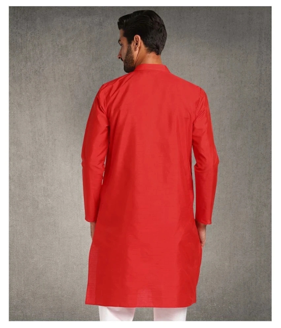 Hangup Red Silk Kurta Single - None