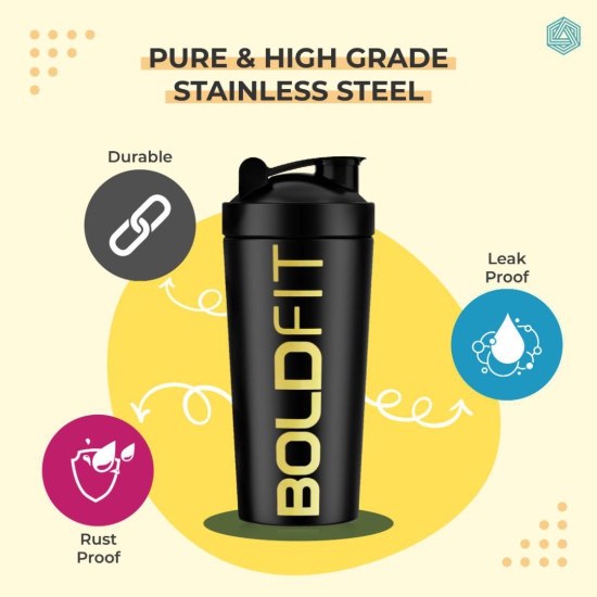 Boldfit Steel Shaker Bottles for Gym 700ml-Army Green