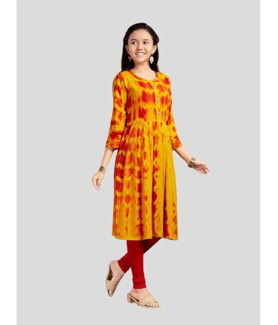 Aarika Yellow Rayon Girls Anarkali Suit Set ( Pack of 1 ) - None