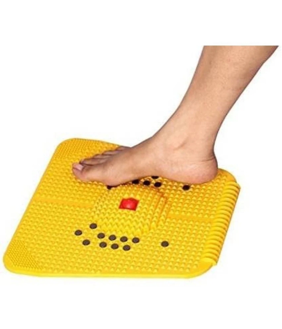 Horsefit  Manual Plastic Acupressure Foot Massager Plate with 24 Magnets for Stress Free, Blood Flow Controller, Pain Relief, Multicolor - Yellow