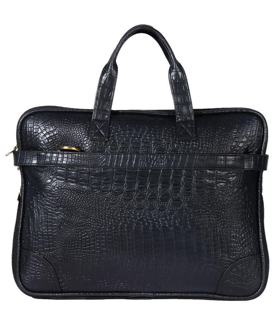 Da Tasche Black Leather Office Messenger Bag