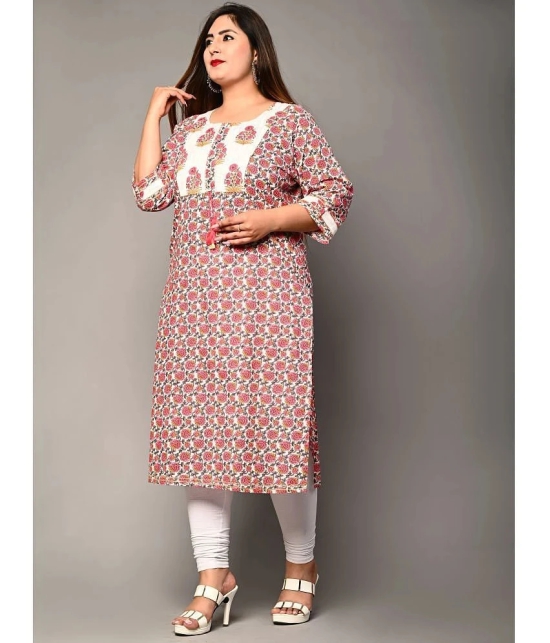 Swasti - Pink Cotton Womens Straight Kurti ( Pack of 1 ) - None