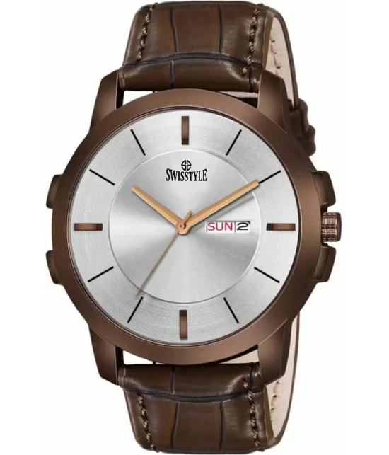 Swisstyle Brown Leather Analog Mens Watch