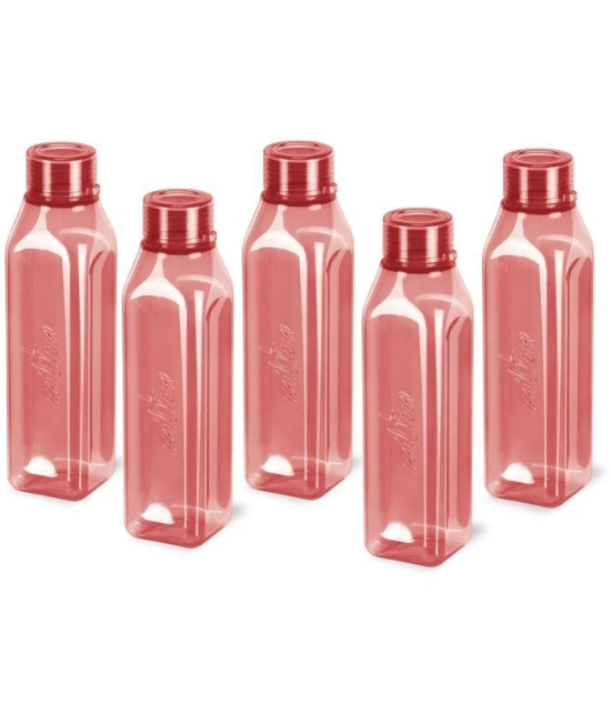 Milton Prime 1000 Pet Water Bottle, Set of 5, 1 Litre Each, Burgundy | BPA Free | 100% Leak Proof | Office Bottle | Gym Bottle | Home | Kitchen | Travel Bottle | Hiking | Treking Bottle - Bu