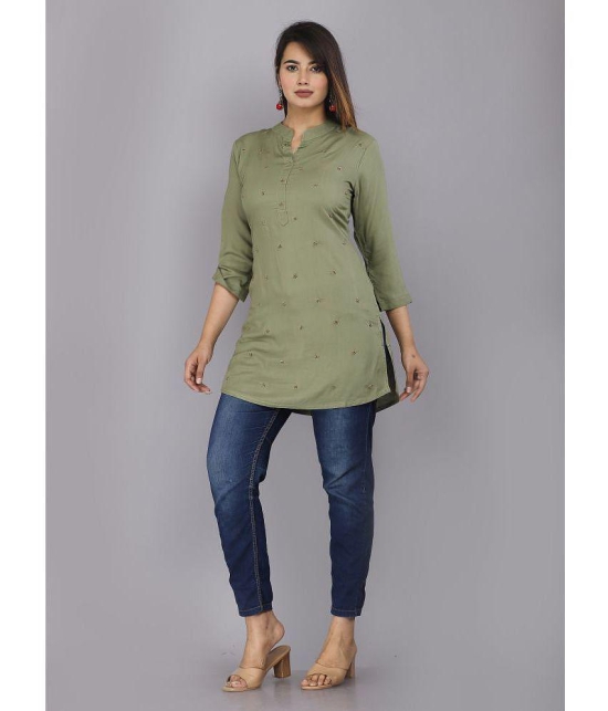 JC4U Green Rayon Womens Tunic ( Pack of 1 ) - None