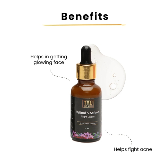 Retinol & Saffron Night Serum| Reduces Wrinkles & Increases Collagen -15ml | CRED |-Default