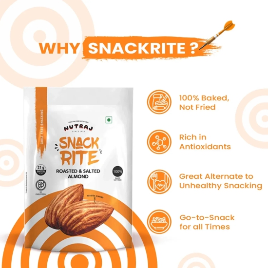 Nutraj Snackrite Roasted & Salted Almonds 150gm 150g (Pack of 3)