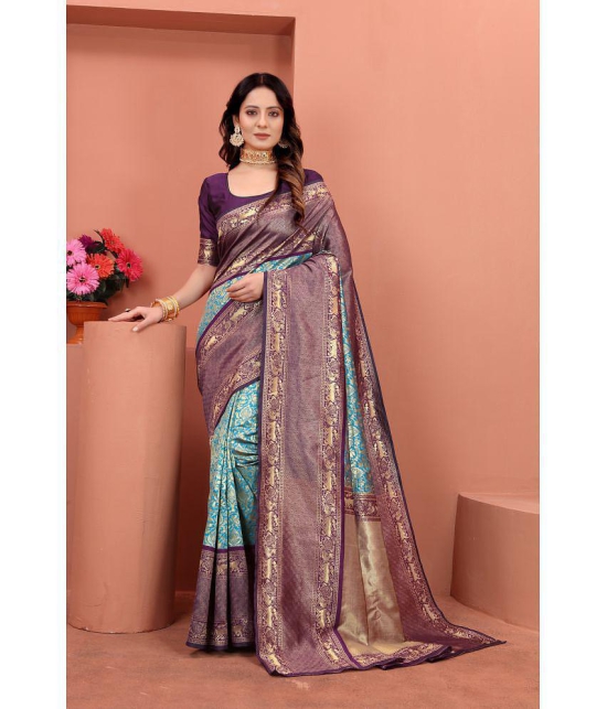 ofline selection - Rama Cotton Blend Saree With Blouse Piece ( Pack of 1 ) - Rama