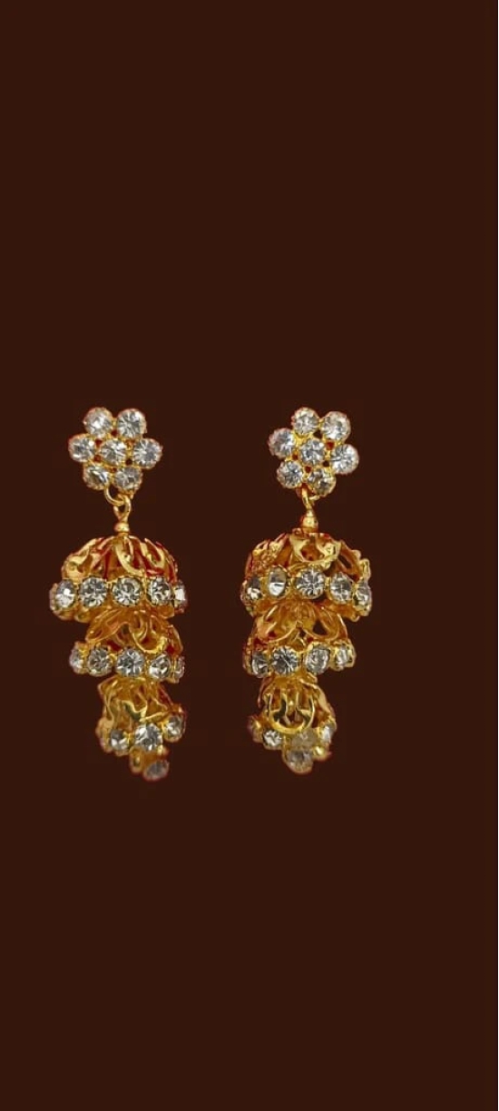 Stunning Cubic Zirconia Jhumka Earrings in Gold Plated earrings