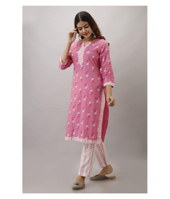 FABRR - Pink Straight Cotton Women's Stitched Salwar Suit ( Pack of 1 ) - XXL