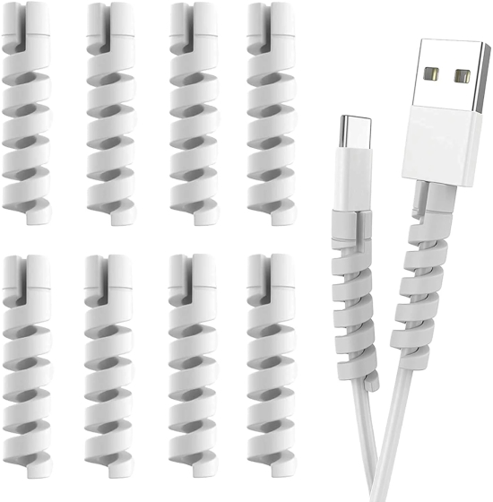 Lapster  Spiral Cable Protectors (Grey) - 12 Pcs