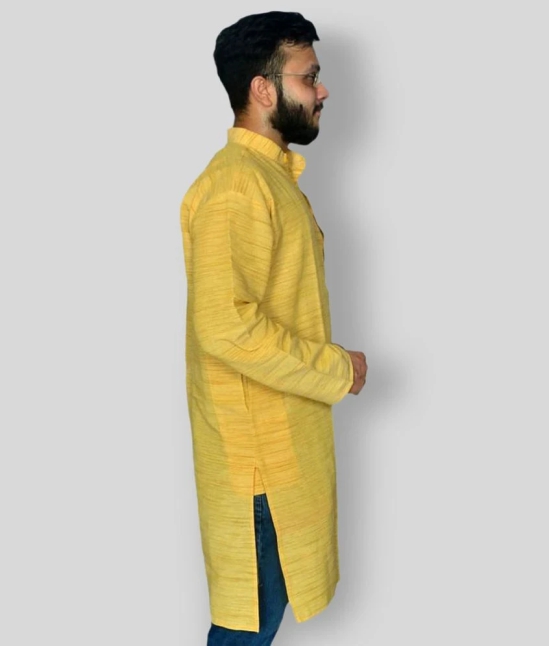 DESHBANDHU DBK - Yellow Cotton Blend Mens Regular Kurta ( Pack of 1 ) - None