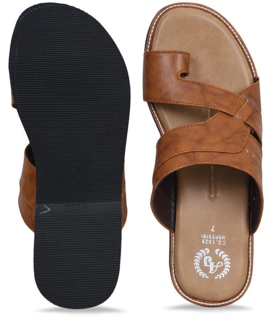 Ajanta Tan Flip Flops - None