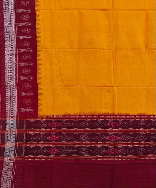 Yellow Red Sambalpuri Handwoven Single Ikat Cotton Dupatta