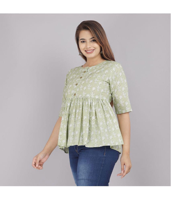 JC4U - Green Cotton Womens Peplum Top ( Pack of 1 ) - None