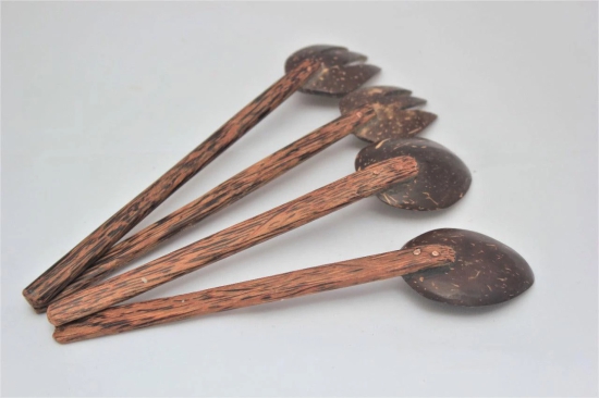 Coconut Shell Spoon & Fork (Set of 2) | Eco Friendly, Natural & Handmade-Brown