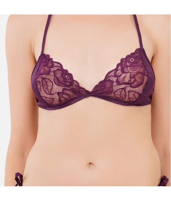 SELETA - Purple Cotton Lycra Women's Bra & Panty Set ( Pack of 1 ) - None