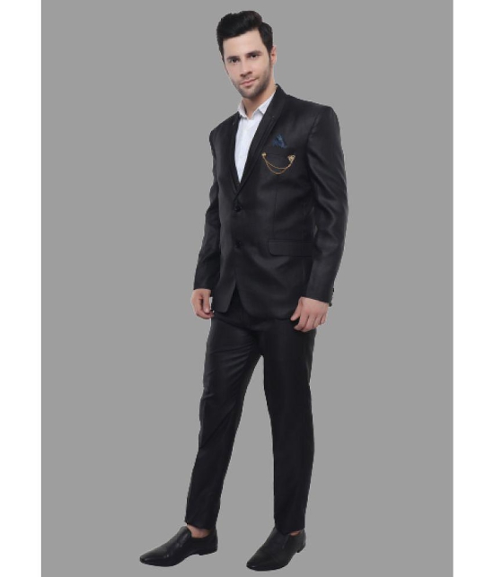 DKGF Fashion - Black Polyester Regular Fit Mens 2 Piece Suit ( Pack of 1 ) - None