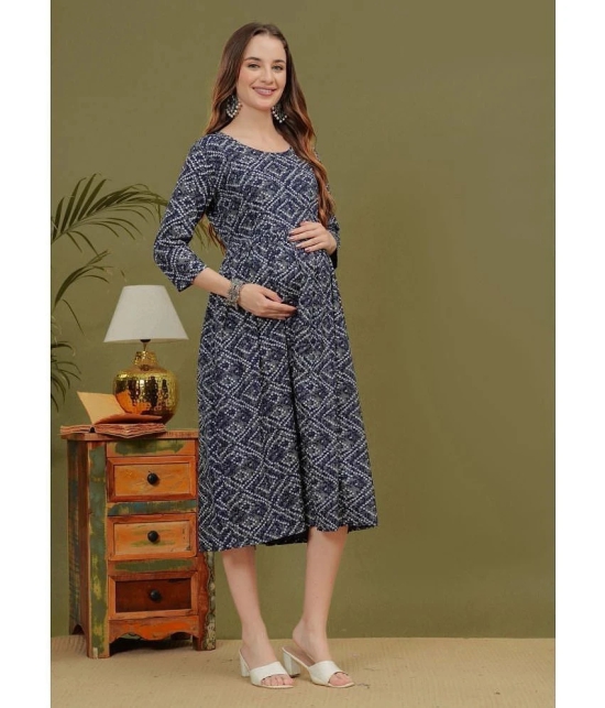 Glorious Blue Rayon Maternity Kurta - S