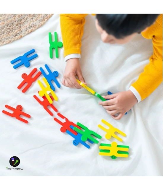 ILEARNNGROW Wooden Monster Stacking Games I Motor Skill Montessori Family Party Wooden Stacking Toys I Learning Educational Early Development & Activity Toys for Kids - Multi - Multicolor