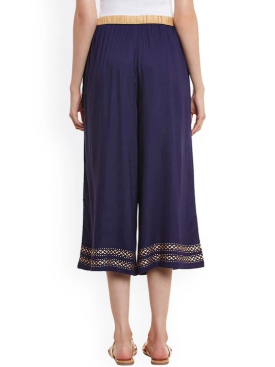 Women Navy Blue Solid Culottes