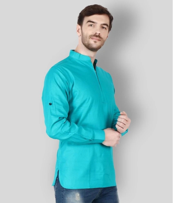 Springberry - Turquoise Cotton Slim Fit Mens Casual Shirt ( Pack of 1 ) - None