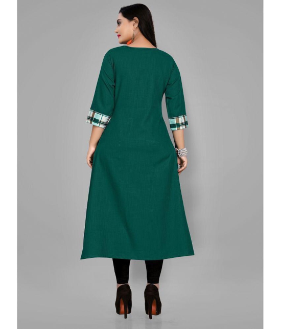 RIAANA - Green Cotton Blend Women''s Front Slit Kurti ( Pack of 1 ) - None