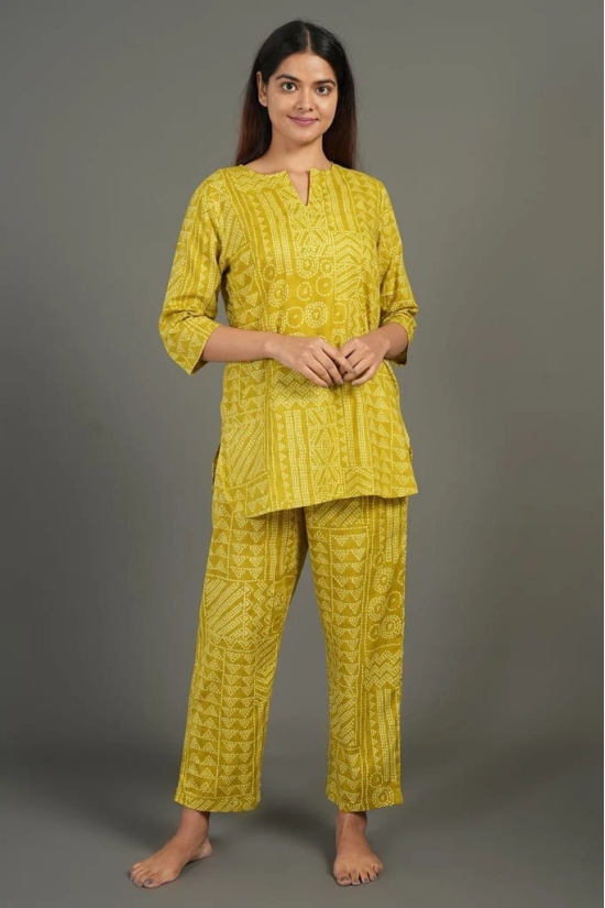 Women's Blue Jaipuri Print Cotton Kurta and Pant Loungewear Set