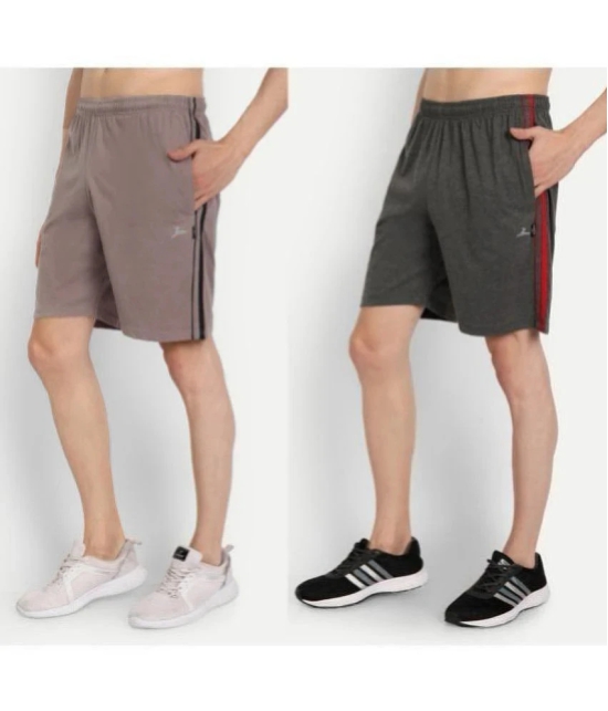 Zeffit Multicolor Cotton Blend Mens Shorts ( Pack of 2 ) - None