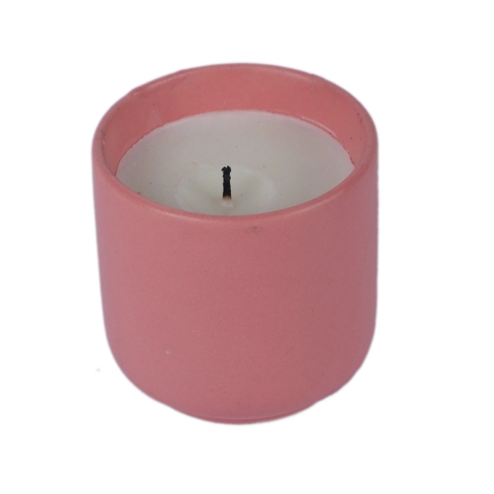 Pink Ceramic Glass Wax Candle Set of  2-Gold