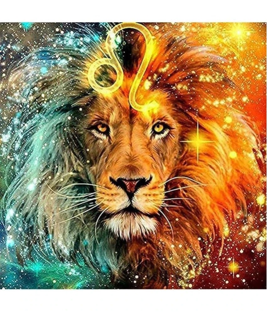 GEEO DIY 5D Moon Diamond Lion River Bridge Painting Kit,Drill Rhinestone Embroidery Cross Stitch Art Kit Wall Hangings Night Scene for Home Wall Decor Arts Craft (5D Lion Painting Kit)