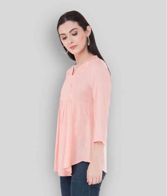 SAAKAA - Pink Rayon Women's A-Line Top ( Pack of 1 ) - L