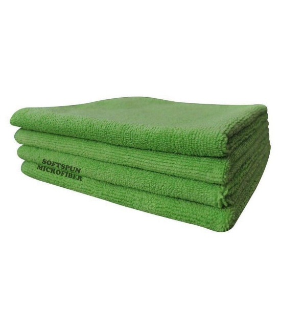 SOFTSPUN Microfiber Cloth - 2 pcs - 30x30 cms - 340 GSM Green - Thick Lint & Streak-Free Multipurpose Cloths - Automotive Microfibre Towels for Car Bike Cleaning Polishing Washing & Detailin