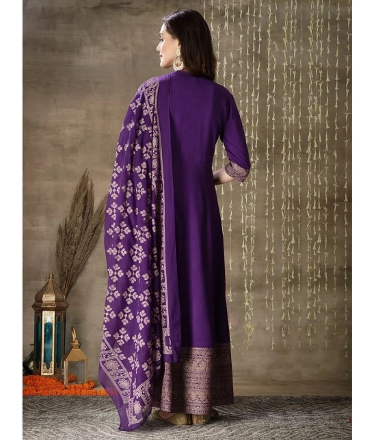 Stylum Rayon Printed Anarkali Womens Kurti with Dupatta - Purple ( Pack of 1 ) - None