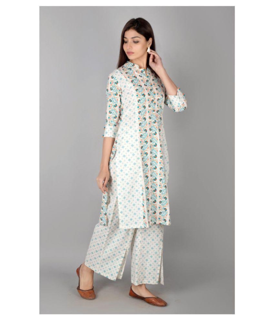 FabbibaPrints Cotton Kurti With Palazzo - Stitched Suit - M