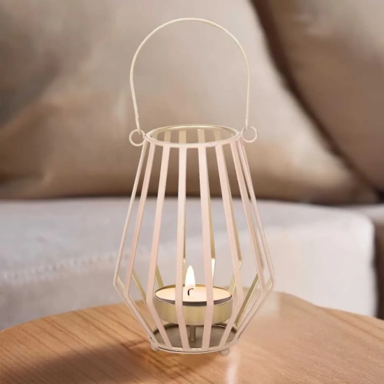 Conical Wire Lantern Peach