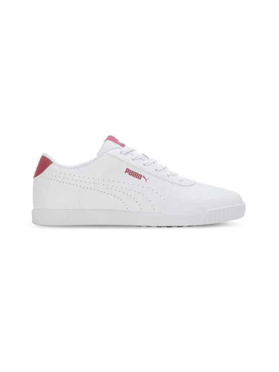 PUMA LADIES WHITE CARINA SLIM PERF LACE-UP SNEAKERS