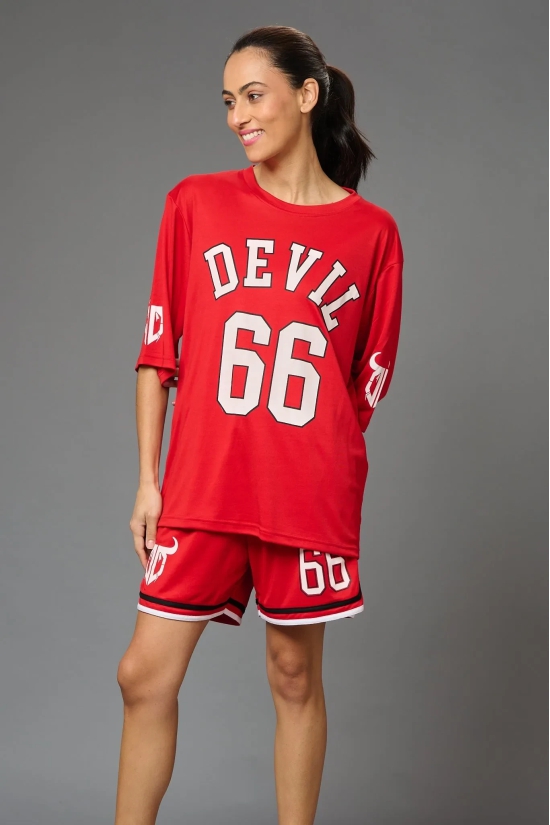 Devil 66 (in Red) Printed Co-ord Set for Women XL