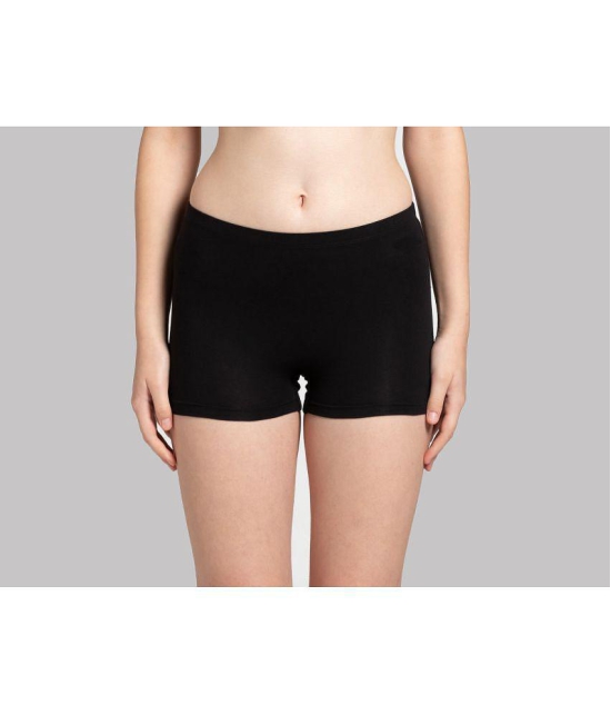 Tkeshto - Black Cotton Lycra Solid Women's Boy Shorts ( Pack of 2 ) - None