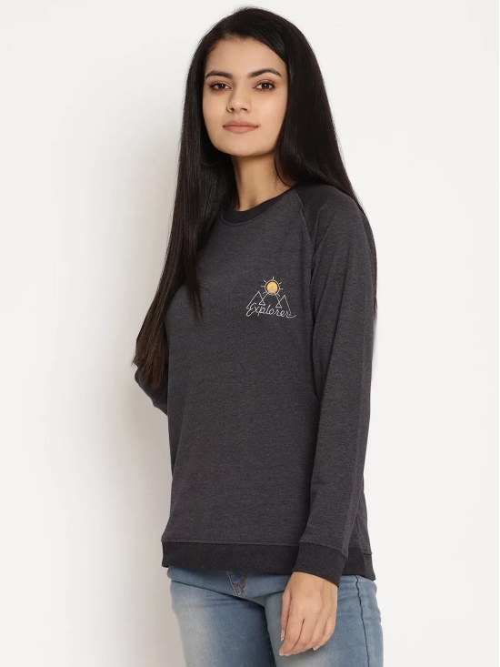 Women Explorer Black Solid Sweatshirt-S