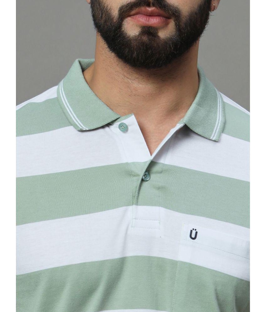 UNIBERRY Cotton Blend Regular Fit Striped Half Sleeves Mens Polo T Shirt - Mint Green ( Pack of 1 ) - None