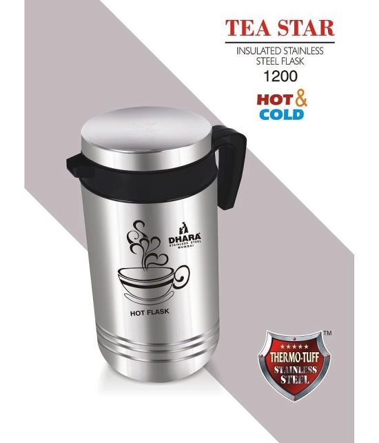 Dhara Stainless Steel Tea Star 1200 Steel Carafe 1200 ml - Silver