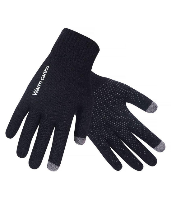 Zacharias Unisex Black Woolen Gloves For Winter - Black