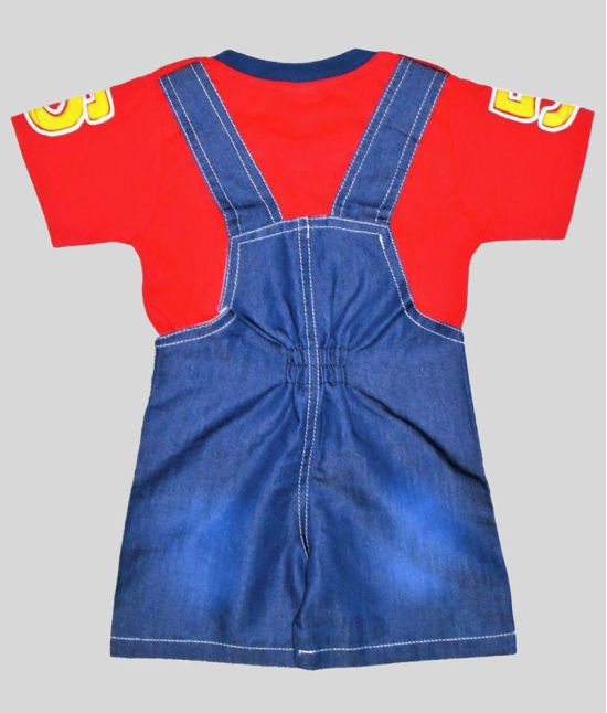 Wise Guys - Red & Blue Denim Baby Boy,Baby Girl Dungaree Sets ( Pack of 1 ) - None