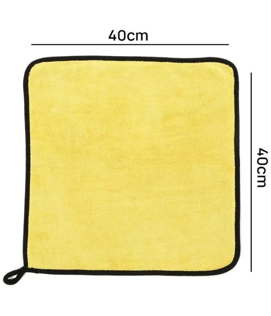 HOMETALES Yellow 600 GSM Drying Towel For Automobile ( Pack of 5 )