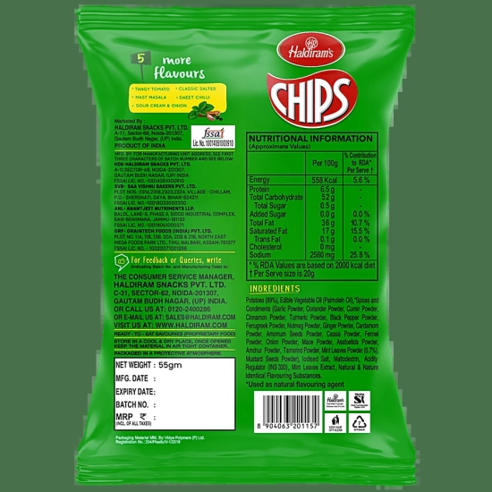 Haldirams Chips - Pudina Treat, 55 G Pouch